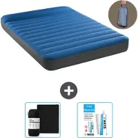Intex Colchón inflable - Cama doble - 137 x 191 x 22 cm - Azul - Incluye bomba - Sábana ajustable y kit de reparación