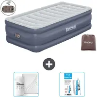 Bestway Colchón inflable - Para 1 persona - 97 x 191 x 51 cm - Gris - Incluye accesorios