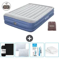 Bestway Colchón inflable - Para 2 personas - 152 x 203 x 46 cm - Gris/Azul - Incluye accesorios