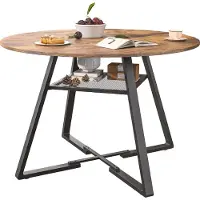 ProximaX Mesa redonda para 4-6 personas, diámetro 120 cm, mesa de cocina de estilo industrial con patas de acero, ideal para comedor, cocina, oficina en casa, color roble