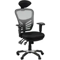 Stema Silla de oficina giratoria ergonómica HG-0001H, base de nailon, reposabrazos ajustables, reposacabezas, gris