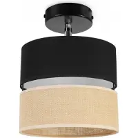 Light11 HOME Lámpara de techo, lámpara de pared, pantalla de lámpara de yute, 20 cm, color negro
