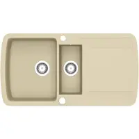 Syfax Fregadero de cocina de granito con dos senos beige