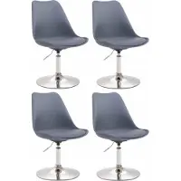 BellaFurn Juego de 4 sillas de comedor – sillas para cocina – diseño cómodo y giratorio de 360° | Color: Gris | Color base: Cromo