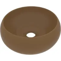 Syfax Lavabo de lujo redondo cerámica crema mate 40x15 cm