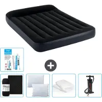 Intex Colchón inflable – Cama doble – 137 x 191 x 25 cm – Azul oscuro – Incluye: sábana ajustable, almohadas, bomba y kit de reparación, además de protector de almohada