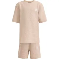 Adidas adidasConjunto holgado de pantalón corto y camiseta gofrados 128 Stone Khaki Niño