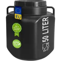 Plasteo : Cubo de 50 litros con boca ancha, tapa y asas, de forma cuadrada, color . Apto para alimentos, libre de BPA. Cubo de plástico para pienso, cubo universal con tapa