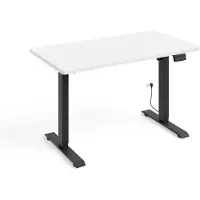 BIM Sp. z o.o. Escritorio de altura ajustable, eléctrico, modelo BIMOTION 1S, dimensiones 120x65 cm, estructura negra y superficie blanca mate