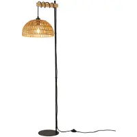 Alpinaluz Lámpara de pie de madera con pantalla de yute color beige "SALVIA" – E27