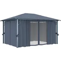Syfax Cenador con cortina gris antracita aluminio 400x300 cm