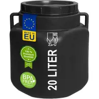 Plasteo : Cubo de 20 litros con boca ancha, tapa y asas. Forma cuadrada, color . Apto para alimentos, libre de BPA. Cubo de plástico para pienso, cubo universal con tapa