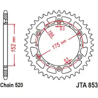 JT Sprockets Corona Trasera Yamaha Jta853.48blk Aluminium