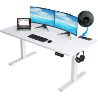 OEM Escritorio de altura ajustable, con control eléctrico, puerto USB integrado, color blanco, dimensiones: 140 x 60 x 116 cm
