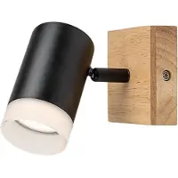 Rabalux 73121: Foco de techo con un foco, tipo Toras, casquillo GU10, madera, color marrón-, forma redonda, estilo escandinavo, diámetro 60 mm