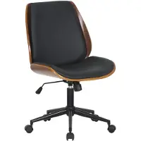 CLP Silla de oficina Mitch - tapizada en cuero sintético, con detalles de madera, base negra - Color negro