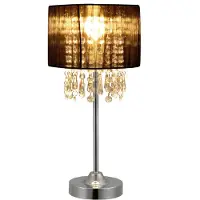 Lux.pro Lámpara de mesa negra [40 cm x Ø20 cm]. Lámpara de mesa con cristal y tela []