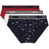 Emporio Armani para hombre. EM000369_AF20669 Set 3 Slips Logo marino (S), Blanco, Rojo, Homewear, Algodón, outlet 2026.