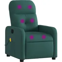 Syfax Sillón de masaje, tapizado en tela de color verde oscuro