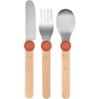 Opinel Le Petit Gourmet 3256 Coral Red, juego de 3 piezas de cubertería infantil