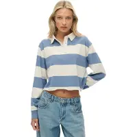 Superdry para mujer. W6012175A Polo Stripe Rugby azul (L), Casual, Algodón, Manga larga, outlet 2026.