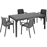 Dmora Lograto - Juego Salón Exterior, Antracita, 4 Plazas Hecho en Italia