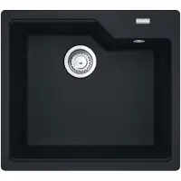 Franke Fregadero modelo URBAN UBG 610-56, color negro mate, con sistema de control excéntrico, grifo de acero inoxidable / Medidas de corte: 540 x 480 mm, radio R15 / Fregadero de granito