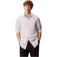 Calvin Klein Slim Ref Linen Shirt Blue Multi Talla: 44 | Camisas Casuales Outlet | Hombre | Blanco