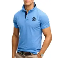 Superdry para hombre. M1110465A Polo Piqué Monogram azul (S), Casual, Algodón, Manga corta, outlet 2026.