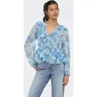 ONLY Blusa 'ONLVictoria' ecru / azul / azul pastel / oliva