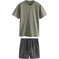 Next Pijama corto azul oscuro / oliva / blanco