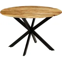 Prolenta Maison Exclusive - Mesa de comedor de madera maciza de mango rústico y acero, 120x77 cm