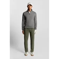 Lyle & Scott Embroidered 1/4 Zip Merino Knit Mid Grey Marl Talla: S | Jerséis Outlet | Hombre | Gris