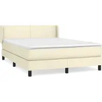 Syfax Cama box spring con colchón cuero sintético crema 140x200cm