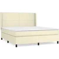 Syfax Cama box spring con colchón cuero sintético crema 180x200 cm