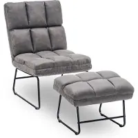 MCombo Sillón reclinable, sillón para televisión, sillón de relax. Juego de sillón y reposapiés. Tapizado en microfibra. Color: gris oscuro (0016)
