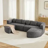 Merax Sofá modular de esquina para 4 personas, diseño en forma de U, con función de sofá cama, acolchado tipo "nube" de alta densidad, tapizado en chenilla, sin necesidad de montaje, color gris oscuro