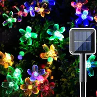 Feilicious Guirnalda solar de colores, luces LED solares con forma de flores, 5 metros, modelo E0267