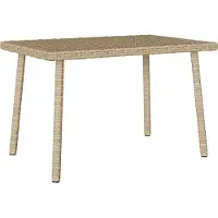 Syfax Mesa centro jardín rectangular beige 60x40x37cm ratán sintético