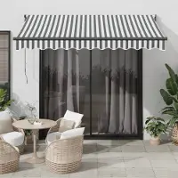 Prolenta Maison Exclusive: Toldo manual a rayas, gris antracita y blanco, de 3 x 2,5 metros