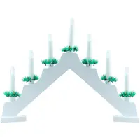 DECOLED Candelabro navideño, 40 x 5 x 32 cm, blanco, funciona con 2 pilas AA