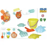 Colorbaby Cangrejo Diámetro Con Pala Rastrillo Y 3 Moldes Cubo De Playa 14 Cm