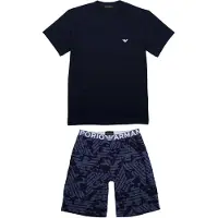 Emporio Armani Pijama corto azul oscuro / negro / blanco