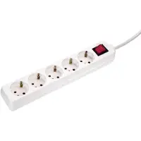 As Schwabe Regleta de enchufes as-Schwabe de 5 tomas con interruptor, 1,4 metros, con enchufe Schuko en ángulo, 230V, 16A, IP20