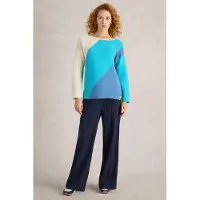 White Stuff Jana Abstract Jumper Bright Blue Talla: 14 | Manga Larga Outlet | Mujer | Azul