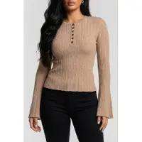 Guess Marciano By Giada Ls Sweater Top Natural Almond Talla: XS | Manga Larga Outlet | Mujer | Marrón