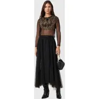 AllSaints Ally Tulle Skirt Black Talla: 2 | Faldas Maxi Outlet | Mujer | Negro