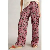 White Stuff Belle Crinkle Wide Leg Trouser Pink Print Talla: 8 LONG | Pantalones Outlet | Mujer | Rosa