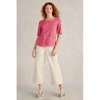 White Stuff Weaver Jersey Tee Coral Print Talla: 8 | Camisetas de Seda Outlet | Mujer | Naranja