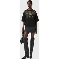 AllSaints Glide Amelie Tee Black/gold Talla: M | Camisetas de Seda Outlet | Mujer | Negro